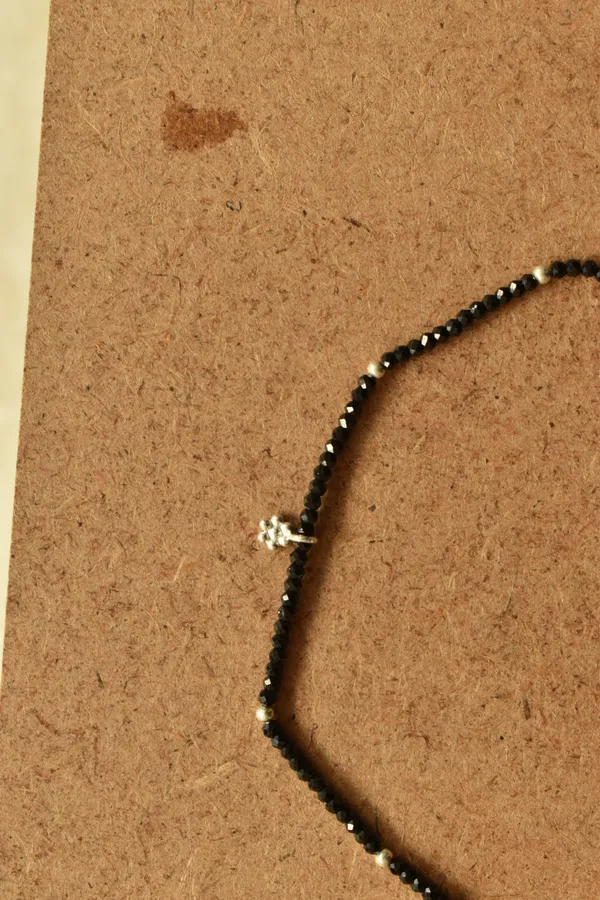 Black_Spinel_Sterling_Silver_Beaded_Anklet_For_Women