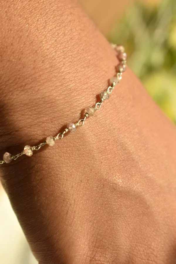 Light_Pink_Strawberry_Quartz_925_Sterling_Silver_Adjustable_Bracelet_For_Unisex