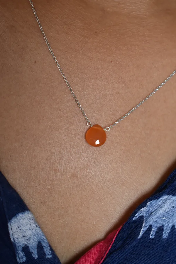 Orange_Carnelian_925_Sterling_Silver_Pendant_Chain_Necklace_For_Unisex