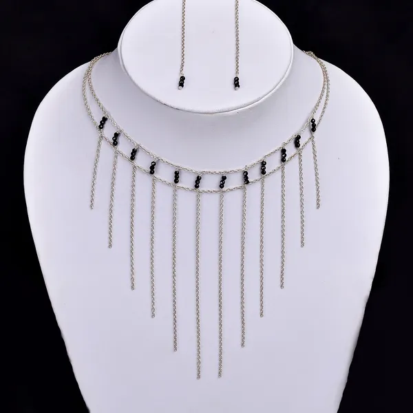 Black_Spinel_925_Sterling_Silver_Layered_Necklace_Earrings_Set_For_Women