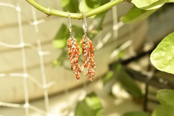 Orange_Carnelian_Sterling_Silver_Grape_Drop_Earrings_For_Women