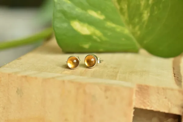 Yellow_Citrine_925_Sterling_Silver_Round_Cabochon_Studs_For_Women