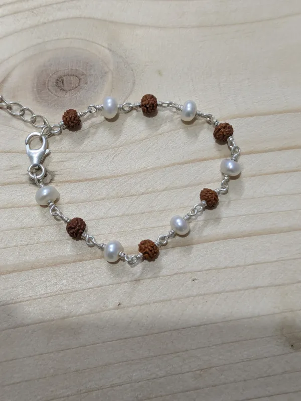 Silver_Brown_Rudraksha_Pearl_Sterling_Silver_Beaded_Bracelet_For_Kids