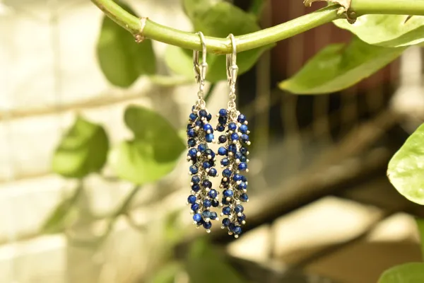 Blue_Lapis_Lazuli_925_Sterling_Silver_Grape_Drop_Earrings_For_Women