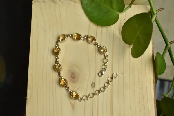 Silver_Yellow_925_Sterling_Silver_Link_Bracelet_For_Unisex