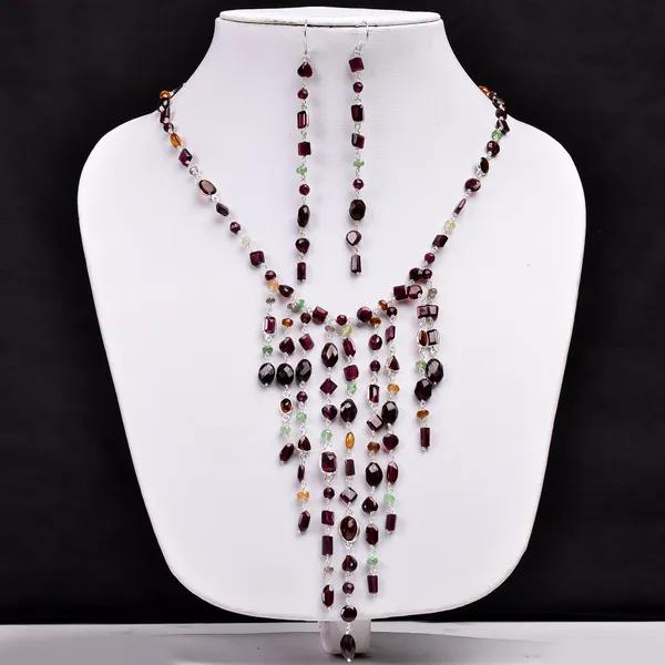 Multicolor_Garnet_925_Sterling_Silver_Necklace_Set_For_Women