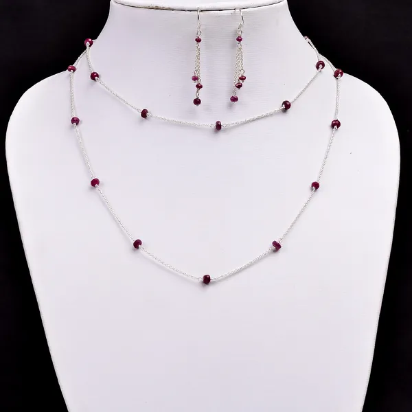 Red_Ruby_925_Sterling_Silver_Beaded_Necklace_Earrings_Set_For_Women