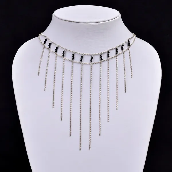 Black_Spinel_925_Sterling_Silver_Layered_Necklace_Earrings_Set_For_Women