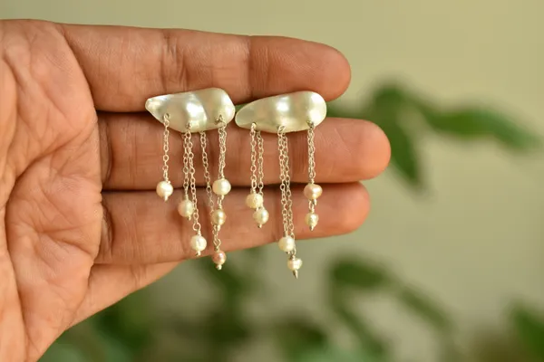 White_925_Sterling_Silver_Pearl_Look_Chain_Drop_Earrings_For_Women