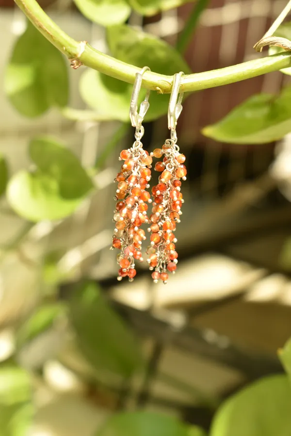 Orange_Carnelian_Sterling_Silver_Grape_Drop_Earrings_For_Women