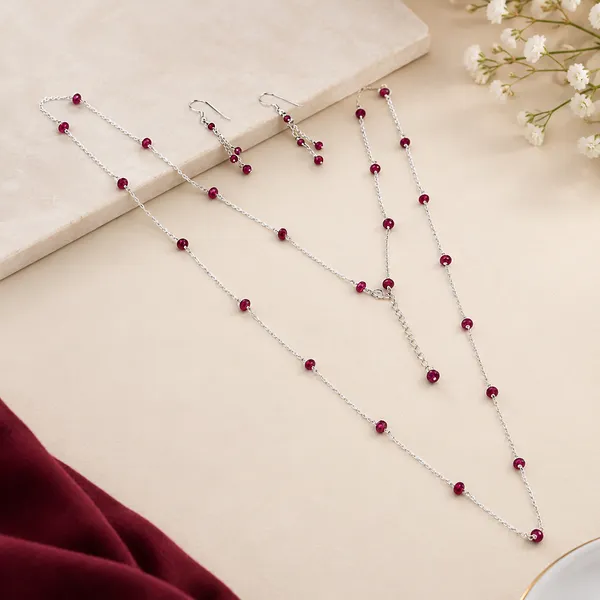 Red_Ruby_925_Sterling_Silver_Beaded_Necklace_Earrings_Set_For_Women