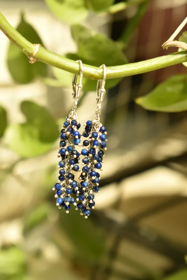 Blue_Lapis_Lazuli_925_Sterling_Silver_Grape_Drop_Earrings_For_Women