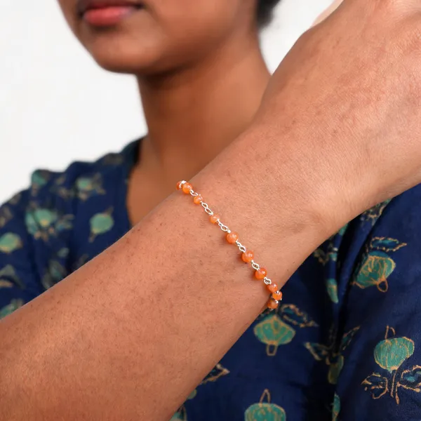 Orange_Carnelian_925_Sterling_Silver_Adjustable_Bracelet_For_Unisex