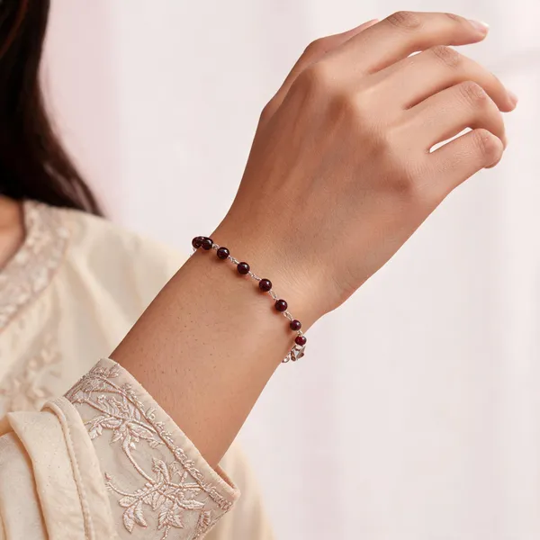 Red_Almandine_Garnet_Sterling_Silver_Beaded_Chain_Bracelet