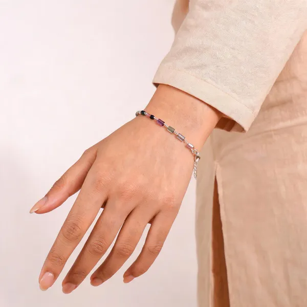 Multicolor_Tourmaline_Sterling_Silver_Brick_Chain_Bracelet