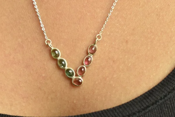 Multicolor_Tourmaline_925_Sterling_Silver_V_Necklace_For_Women