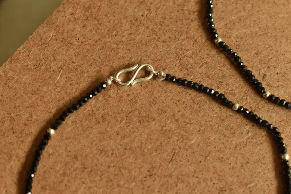 Black_925_Sterling_Silver_Natural_Spinel_Beaded_Anklet_For_Women