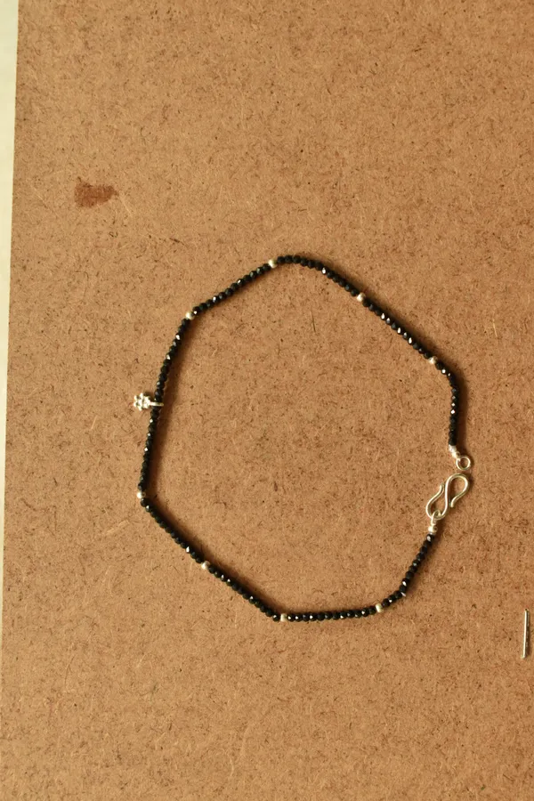 Black_Spinel_Sterling_Silver_Beaded_Anklet_For_Women