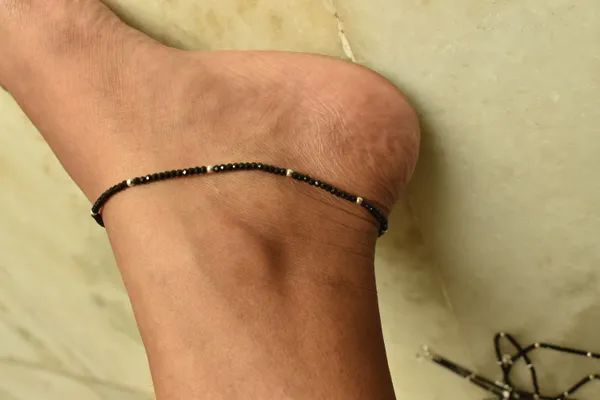 Black_925_Sterling_Silver_Natural_Spinel_Beaded_Anklet_For_Women