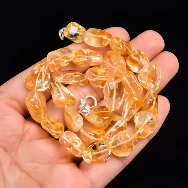 Yellow_Citrine_925_Sterling_Silver_Beaded_Statement_Necklace_For_Unisex