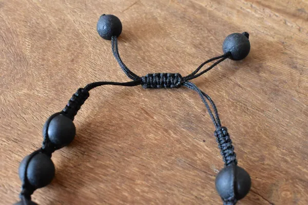 Black_Tourmaline_Wax_Thread_Adjustable_Beaded_Bracelet_Unisex