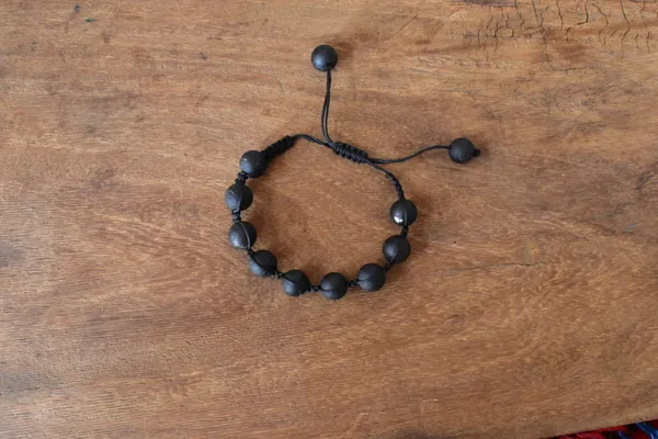 Black_Tourmaline_Wax_Thread_Adjustable_Beaded_Bracelet_Unisex