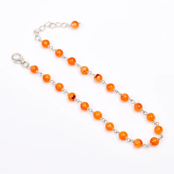 Orange_Carnelian_925_Sterling_Silver_Adjustable_Bracelet_For_Unisex