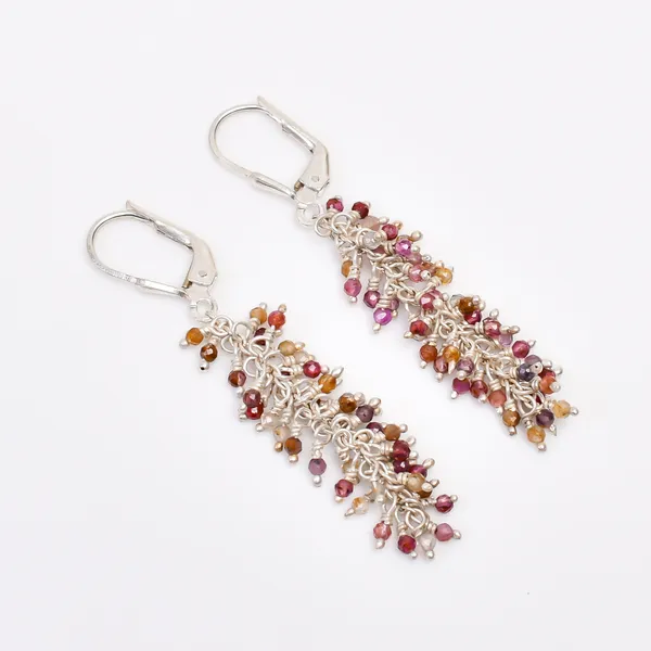 Multicolor_Garnet_925_Sterling_Silver_Grape_Drop_Earrings_For_Women