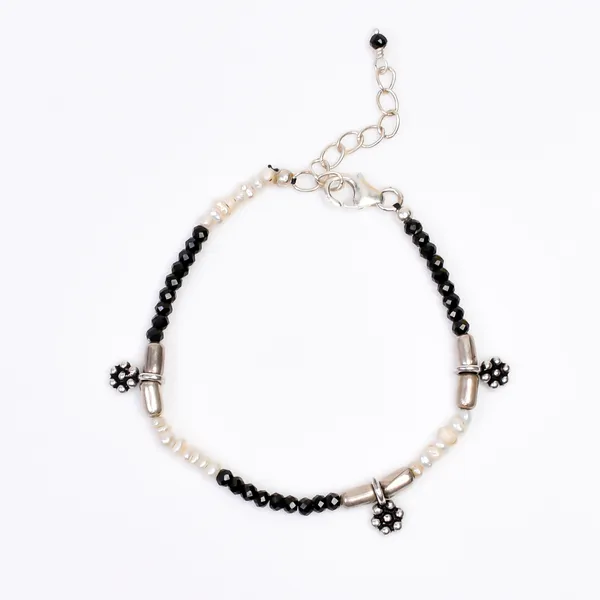 Multicolor_Black_Spinel_Sterling_Silver_Beaded_Bracelet_For_Kids