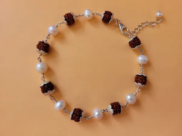 Brown_Rudraksha_Freshwater_Pearl_925_Sterling_Silver_Bracelet_Unisex