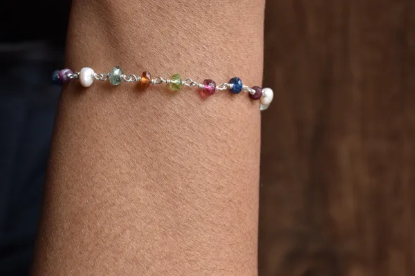 Multicolor_Gemstone_925_Sterling_Silver_Adjustable_Chain_Bracelet_Unisex