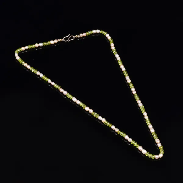 White_Green_Peridot_Freshwater_Pearl_925_Sterling_Silver_Necklace_For_Unisex