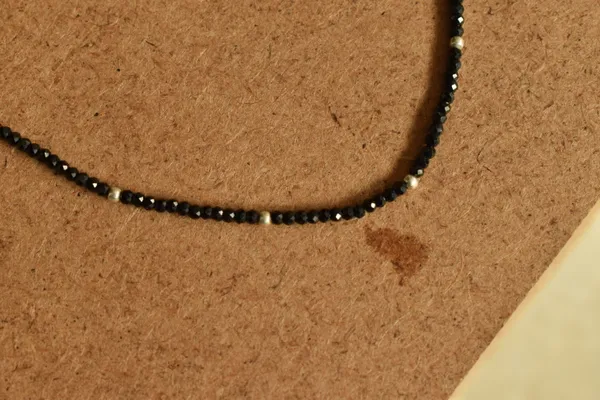 Black_925_Sterling_Silver_Natural_Spinel_Beaded_Anklet_For_Women