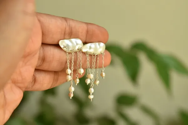White_925_Sterling_Silver_Pearl_Look_Chain_Drop_Earrings_For_Women