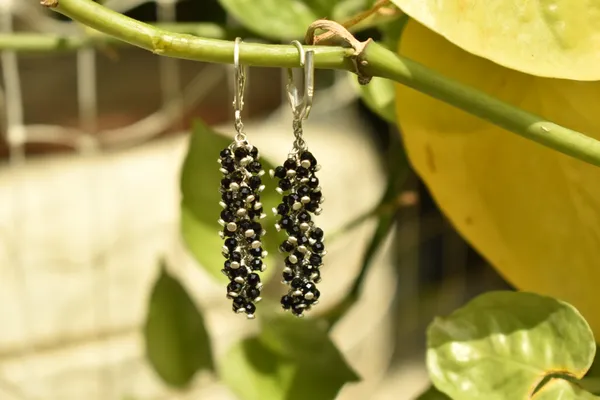 Black_925_Sterling_Silver_Natural_Black_Spinel_Grape_Drop_Earrings_For_Women