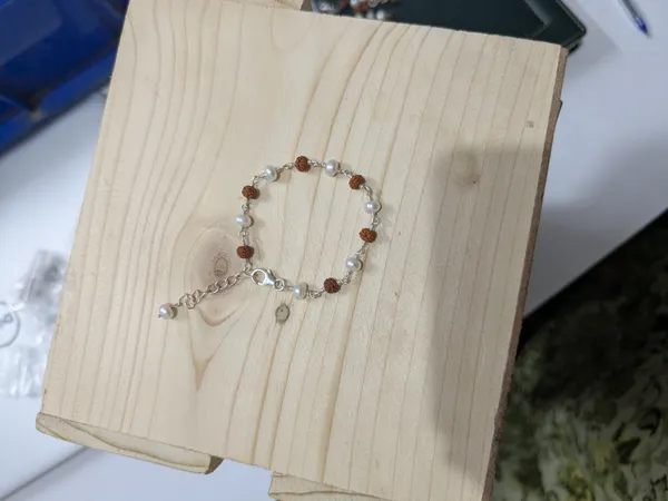 Silver_Brown_Rudraksha_Pearl_Sterling_Silver_Beaded_Bracelet_For_Kids