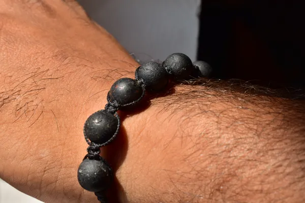 Black_Tourmaline_Wax_Thread_Adjustable_Beaded_Bracelet_Unisex