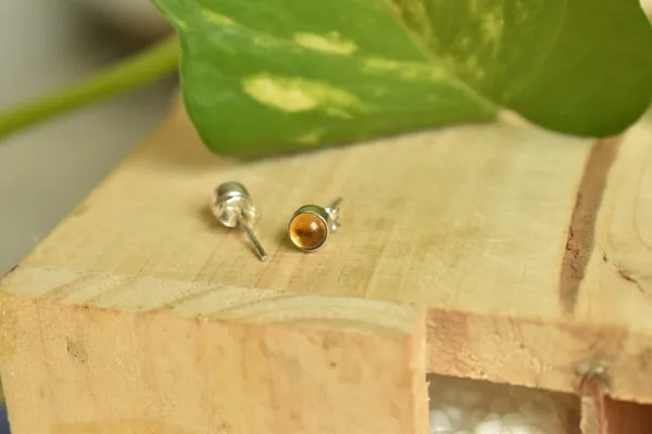 Yellow_Citrine_925_Sterling_Silver_Round_Cabochon_Studs_For_Women