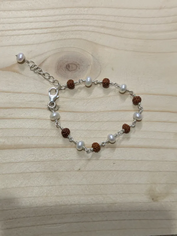 Silver_Brown_Rudraksha_Pearl_Sterling_Silver_Beaded_Bracelet_For_Kids