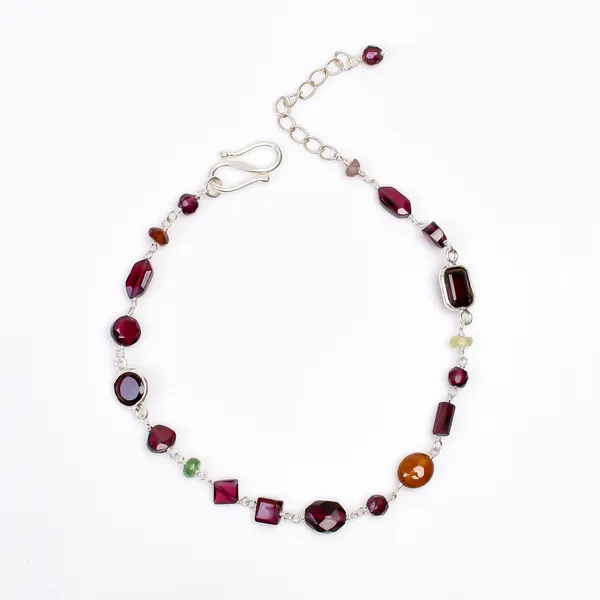 Red_Garnet_925_Sterling_Silver_Beaded_Chain_Bracelet_For_Unisex