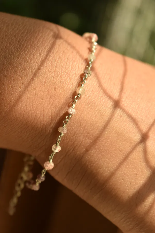 Light_Pink_Strawberry_Quartz_925_Sterling_Silver_Adjustable_Bracelet_For_Unisex