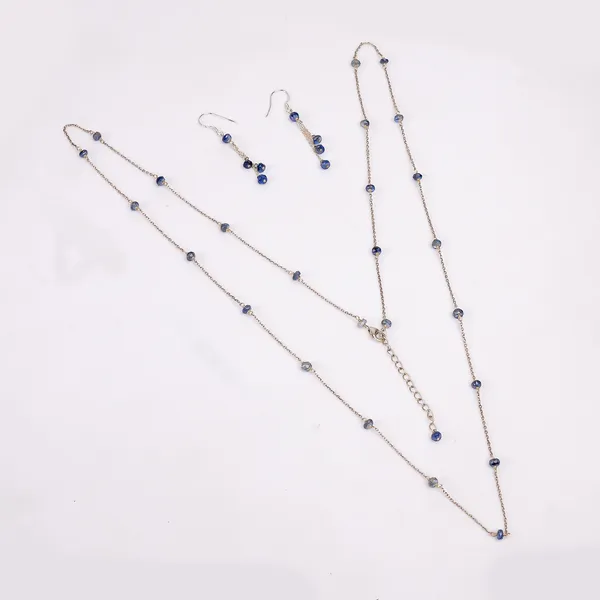 Blue_Kyanite_Sterling_Silver_Layered_Necklace_And_Earrings_Set_For_Women