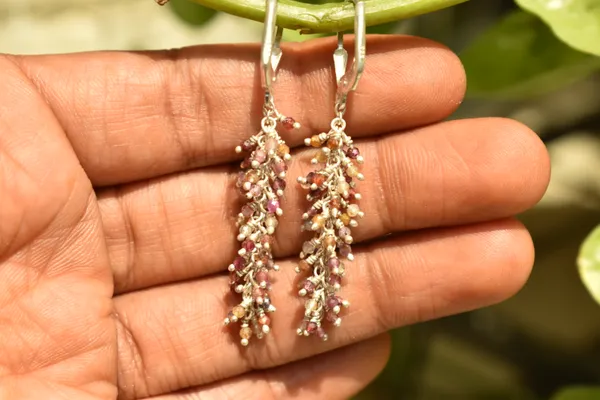 Multicolor_Garnet_925_Sterling_Silver_Grape_Drop_Earrings_For_Women
