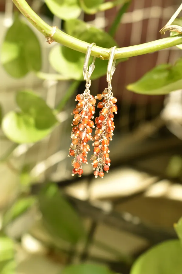 Orange_Carnelian_Sterling_Silver_Grape_Drop_Earrings_For_Women