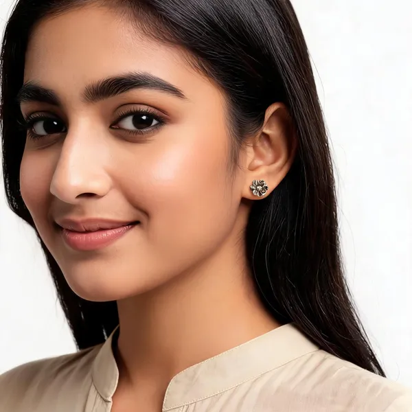 Silver_Oxidised_Sterling_Silver_Flower_Stud_Earrings_For_Women