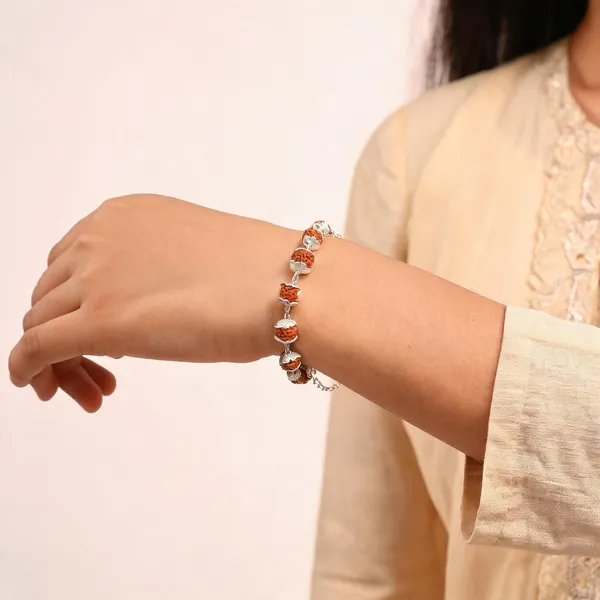 Brown_Rudraksha_925_Sterling_Silver_Adjustable_Beaded_Bracelet_Unisex