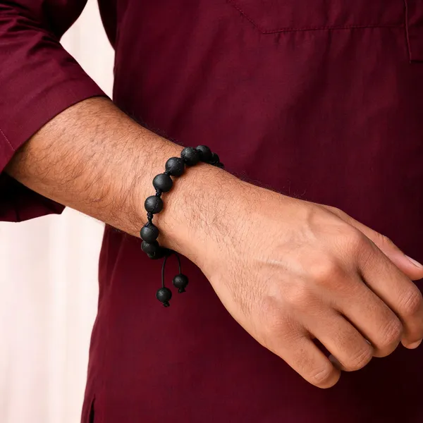 Black_Tourmaline_Wax_Thread_Adjustable_Beaded_Bracelet_Unisex