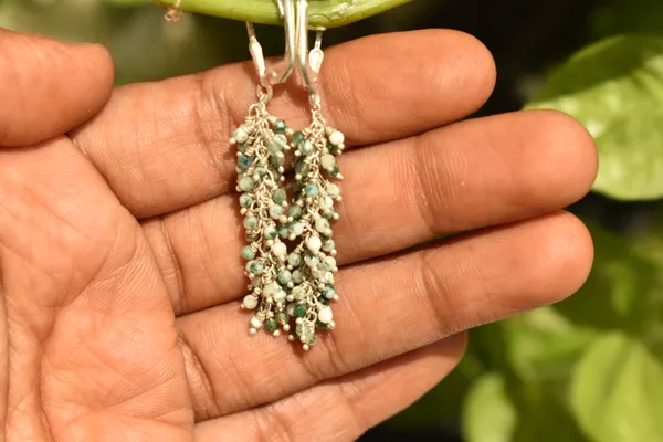 Green_Moss_Agate_925_Sterling_Silver_Grape_Drop_Earrings_For_Women