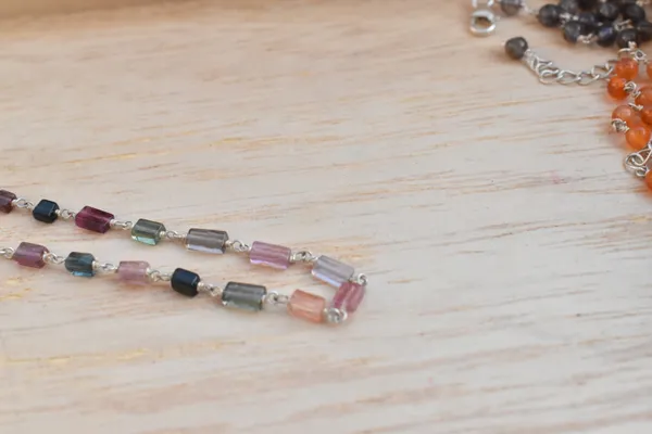 Multicolor_Tourmaline_Sterling_Silver_Brick_Chain_Bracelet