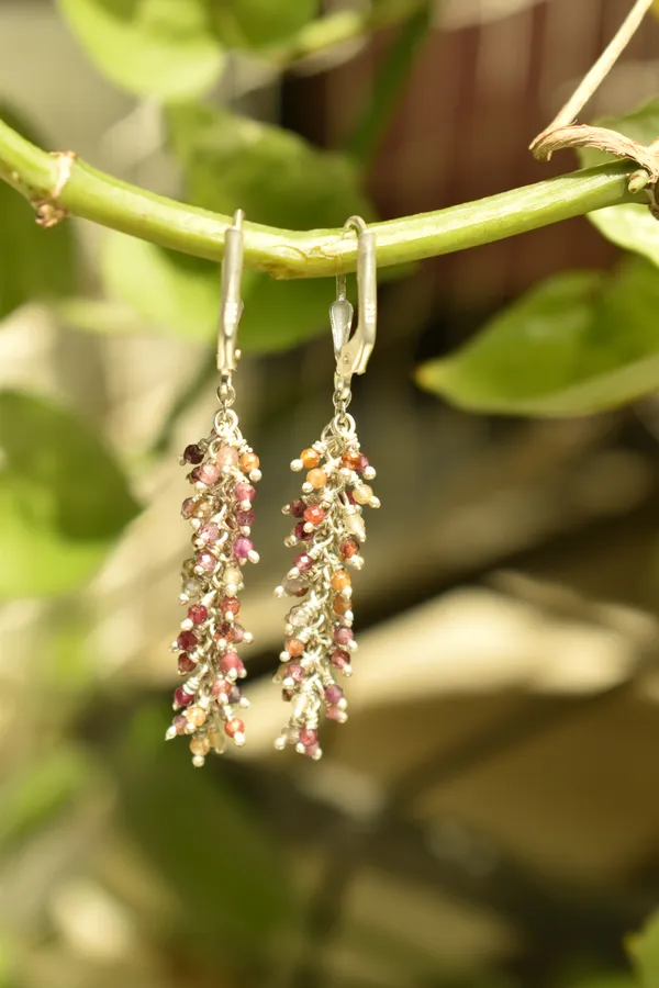 Multicolor_Garnet_925_Sterling_Silver_Grape_Drop_Earrings_For_Women